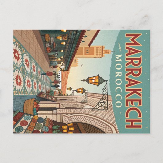 Carte Postale Vintage Marrakech Maroc Souk (Devant)