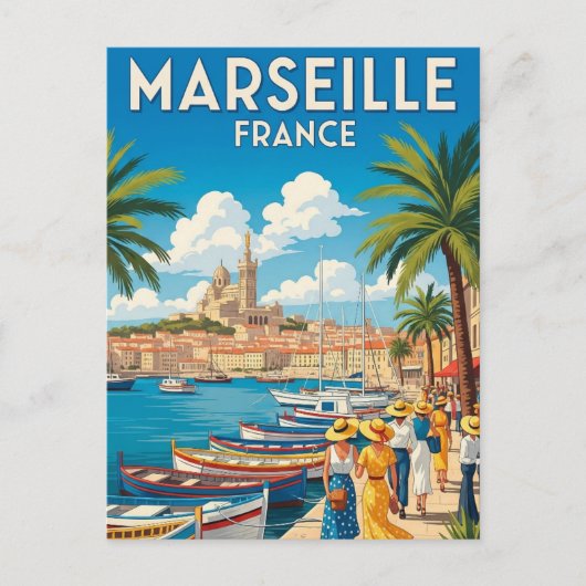 Carte Postale Vintage Marseille France Travel (Devant)