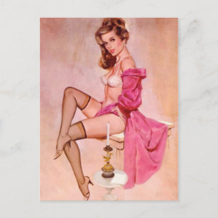 Carte Postale Vintage Maughty Mistress Pin Up Girl