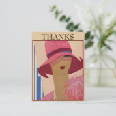 Carte postale vintage MERCI, modifier le texte (Debout devant)