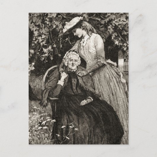 Carte postale vintage mère âgée et fille (Devant)