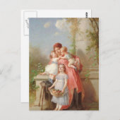 Carte Postale Vintage - Mère & Enfants (Devant / Derrière)