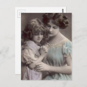 Carte Postale Vintage mère et fille (Devant / Derrière)