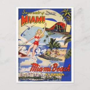 Carte Postale Vintage Miami Beach Floride Travel