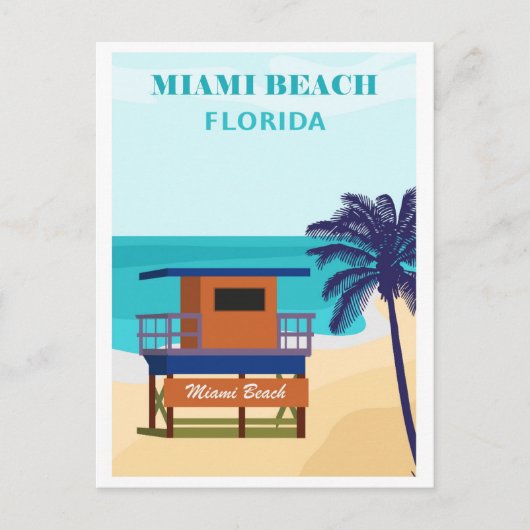 Carte Postale Vintage Miami Beach Floride Travel (Devant)