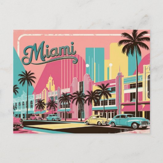 Carte Postale Vintage Miami, Floride (Devant)