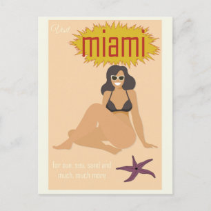 Carte Postale Vintage Miami Floride Retro Travel