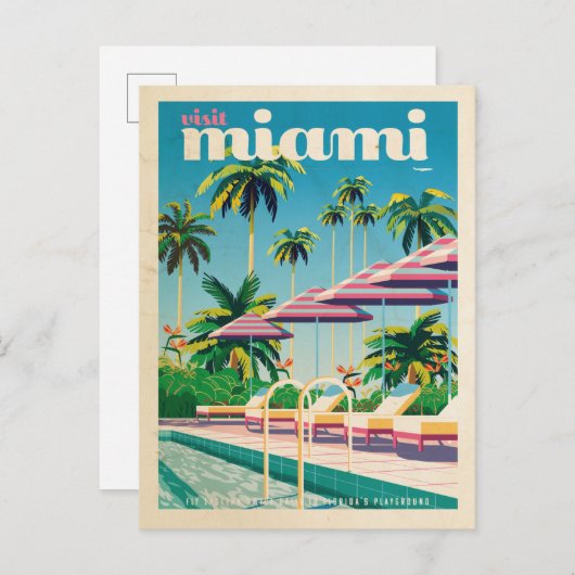 Carte postale vintage Miami Pool (Devant / Derrière)