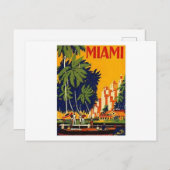 Carte postale vintage Miami Travel Poster (Devant / Derrière)