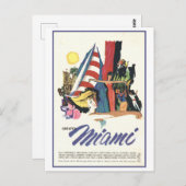 Carte postale vintage Miami Travel Poster (Devant / Derrière)