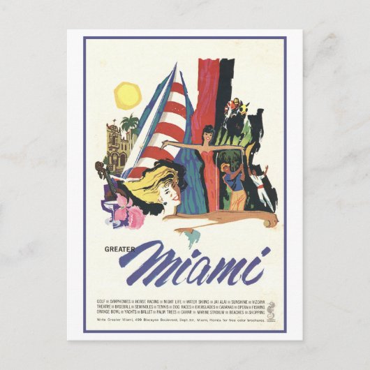 Carte postale vintage Miami Travel Poster (Devant)