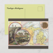 Carte Postale Vintage Michigan Map (Devant / Derrière)