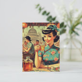 Carte Postale Vintage mignonne asiatique fille (Debout devant)