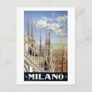 Carte Postale Vintage Milan Italie Voyage