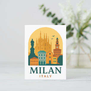 Carte Postale Vintage Milan Italie Voyage Duomo rétro