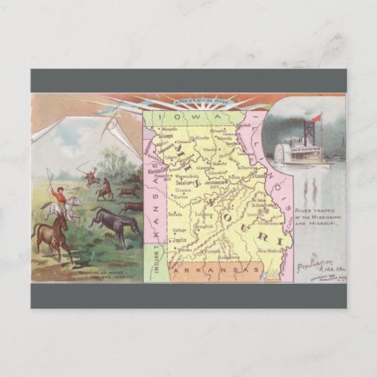 Carte Postale Vintage Missouri Map (Devant)