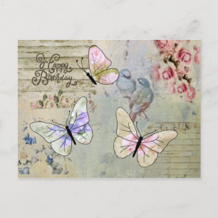 Carte Postale Vintage mit Schmetterlingen