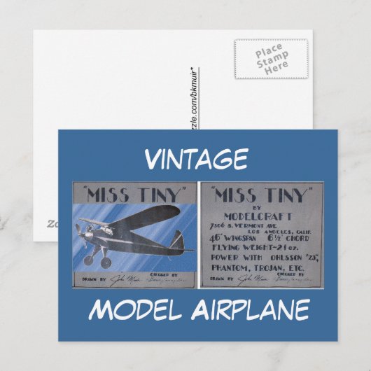 Carte postale - Vintage, Modèle d'avion (Devant / Derrière)