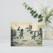 Carte postale vintage Monkey Duel (Debout devant)