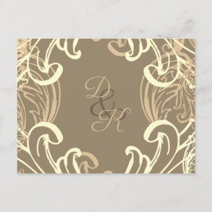 Carte postale vintage Monogram Black and Gold rsvp