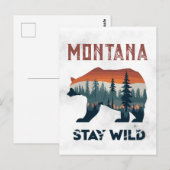 Carte postale vintage Montana Bear Stay Wild Trave (Devant / Derrière)
