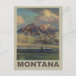 Carte Postale Vintage Montana Mountain Train Travel