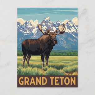 Carte Postale Vintage Moose dans le parc national de Grand Teton