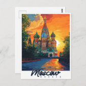 Carte Postale Vintage Moscou, Russie Voyage (Devant / Derrière)