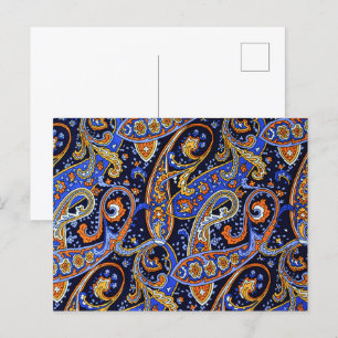 Carte Postale Vintage Motif Paisley, Perse Floral Design