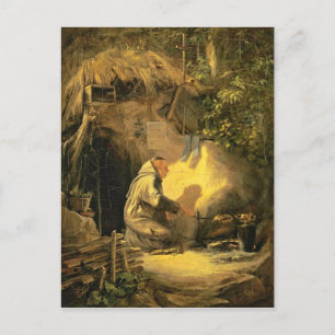 Carte Postale Vintage, Motive - Ermite faisant griller du poulet