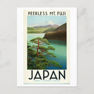 Carte Postale Vintage Mt Fuji, affiche Voyage en train au Japon