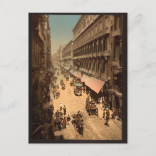 Carte Postale Vintage Naples Italie Street Scène Miniature