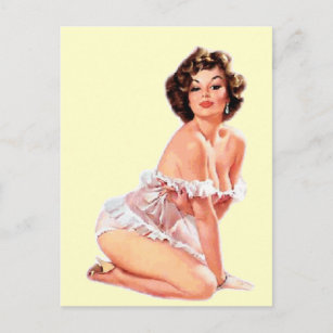 Carte Postale Vintage Naughty SweetHeart Pin Up Girl
