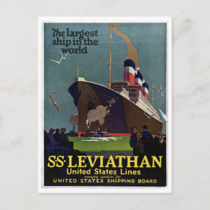 Carte Postale Vintage Nautique SS Leviathan Voyage de croisière