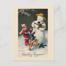 Carte postale Vintage néerlandaise "Gelukkig Nieun