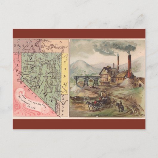 Carte Postale Vintage Nevada Map (Devant)