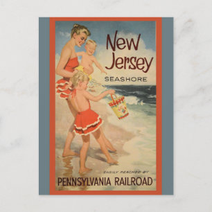 Carte Postale Vintage New Jersey Beaches Pennsylvania Railroad