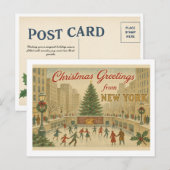 Carte Postale Vintage New York Christmas Greeting (Devant / Derrière)