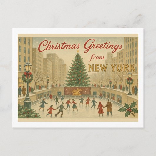 Carte Postale Vintage New York Christmas Greeting (Devant)