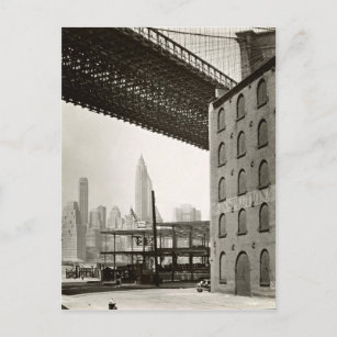 Carte Postale Vintage New York City Skyline Brooklyn Bridge