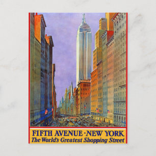 Carte Postale Vintage New York Fifth Avenue Voyage en train
