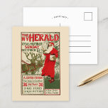 Carte Postale Vintage New York Herald Christmas Edition<br><div class="desc">The New York Herald; numéro XMAS (1896) | Cette illustration vintage du New York Herald de décembre 1896, conçue par Louis Rhead, présente une charmante scène de Noël vintage avec le Père Noël et son renne. L'oeuvre saisit la magie de la période des fêtes avec un design dynamique et festif....</div>