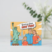 Carte postale vintage New York | Salutations de (Debout devant)