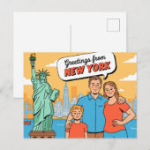 Carte postale vintage New York | Salutations de (Devant / Derrière)