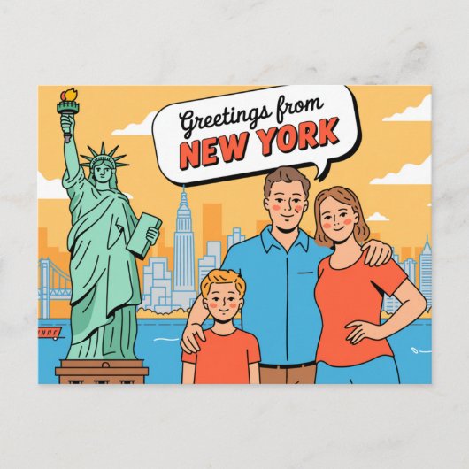 Carte postale vintage New York | Salutations de (Devant)