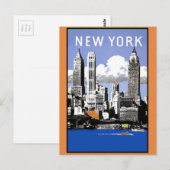 Carte Postale Vintage New York Skyline (Devant / Derrière)