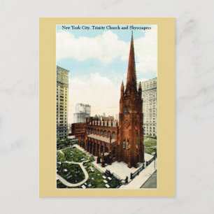 Carte Postale Vintage New York Trinity Church, gratte-ciels