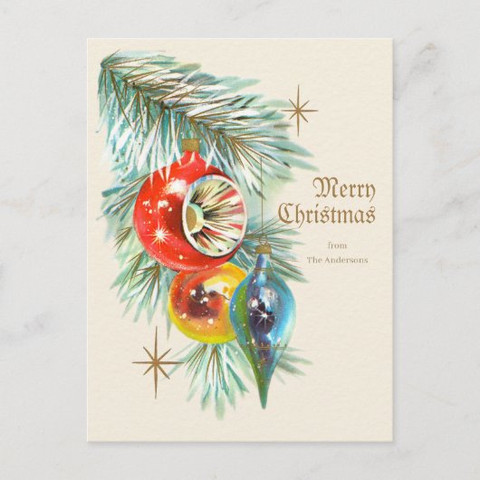 Carte Postale Vintage Noël Belle Baubles antiques CC1246 (Devant)