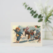 Carte postale Vintage Noël "Chiens sur glace" (Debout devant)