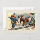 Carte postale Vintage Noël "Chiens sur glace" (Devant / Derrière)